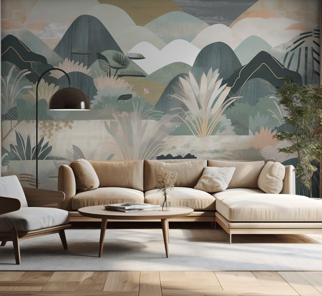 graphic version of the landscape living room wallpaper mural photo wallpapers demural