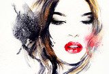 Abstract Portrait with Red Lips