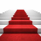 Symmetrical White Steps with Red Carpet