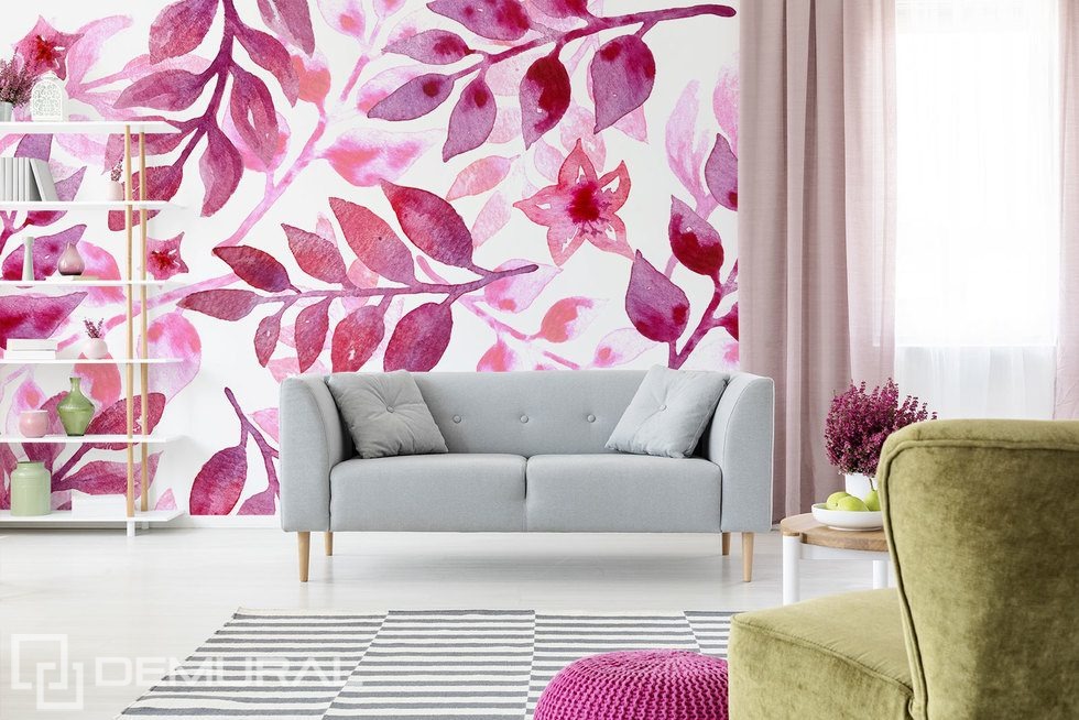 Energetic fun with plants - Living room wallpaper mural - Photo wallpapers  | Demural®