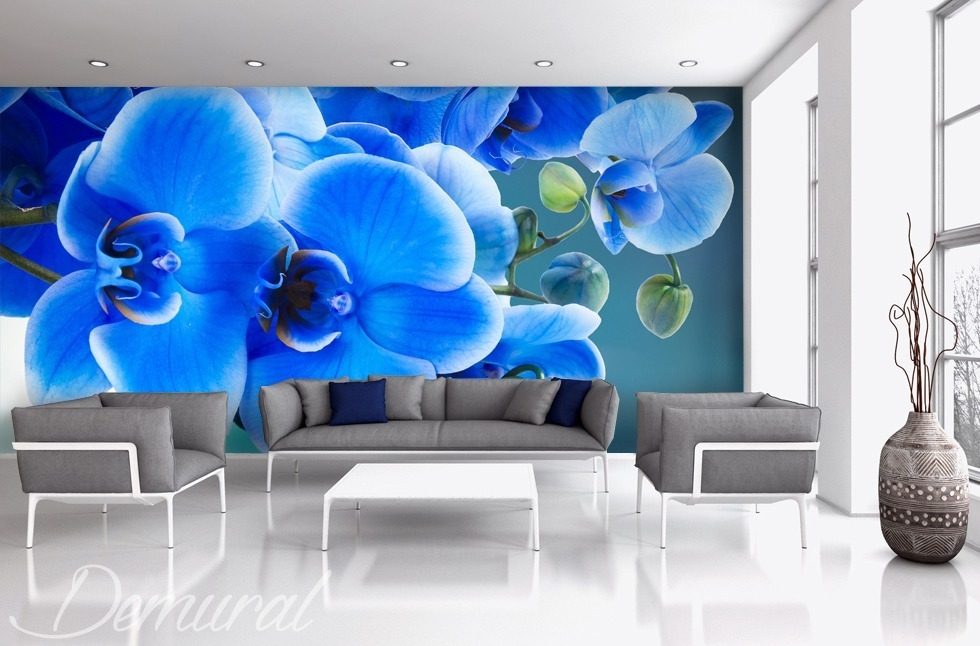 Azzurro, meaning blue Flowers wallpaper mural Photo wallpapers Demural