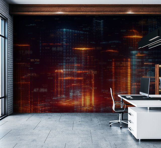 a digital version of the city office wallpaper mural photo wallpapers demural