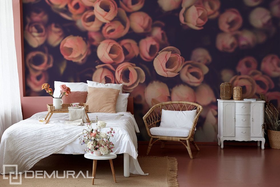 Three dimensions with roses Bedroom wallpaper mural Photo wallpapers Demural