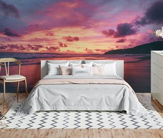 invasion of pink color at sunset bedroom wallpaper mural photo wallpapers demural