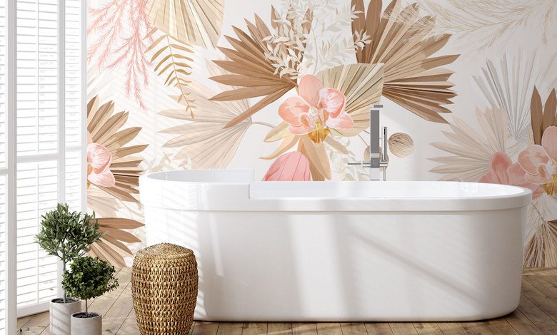 keep the charm of plants bathroom wallpaper mural photo wallpapers demural