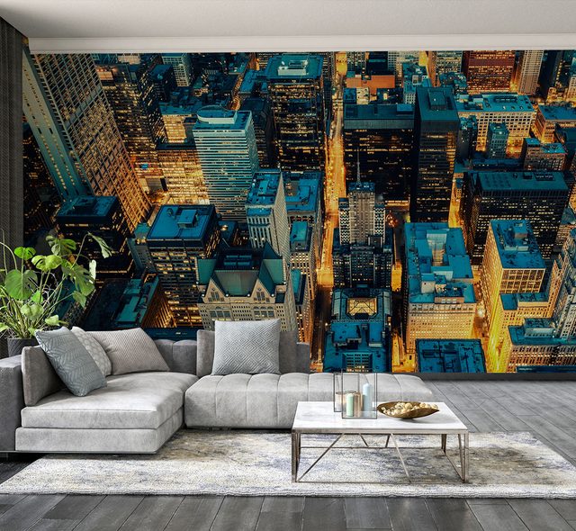 the evening city as seen from above living room wallpaper mural photo wallpapers demural