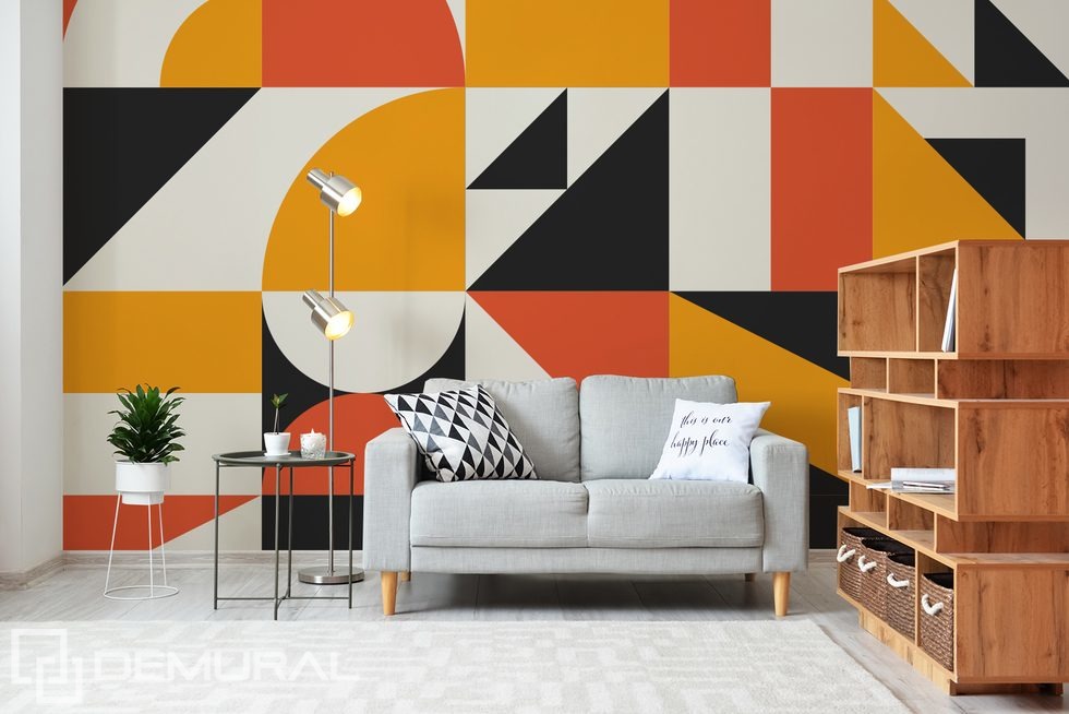 Trust in geometry and asymmetry Living room wallpaper mural Photo wallpapers Demural
