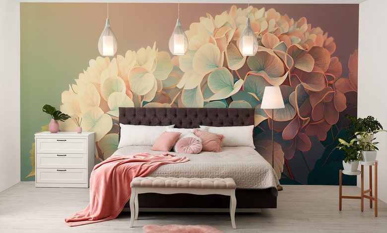 hydrangeas always seduce flowers wallpaper mural photo wallpapers demural