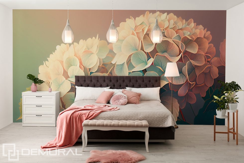 Hydrangeas always seduce Flowers wallpaper mural Photo wallpapers Demural