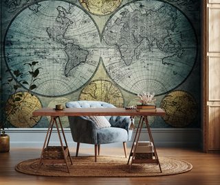 cabinet view of the world office wallpaper mural photo wallpapers demural