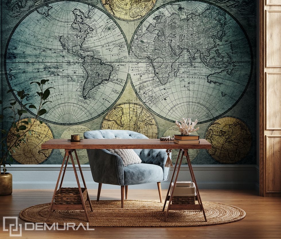 Cabinet view of the world Office wallpaper mural Photo wallpapers Demural