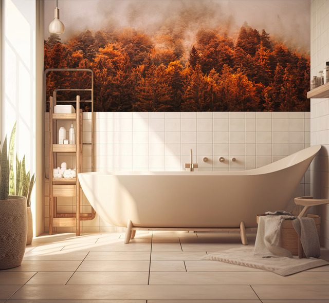 autumn beauty of the forest bathroom wallpaper mural photo wallpapers demural
