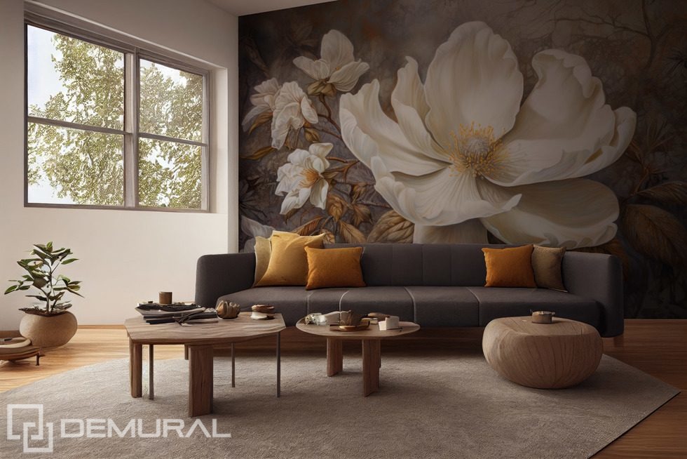 Sit under a huge flower Flowers wallpaper mural Photo wallpapers Demural