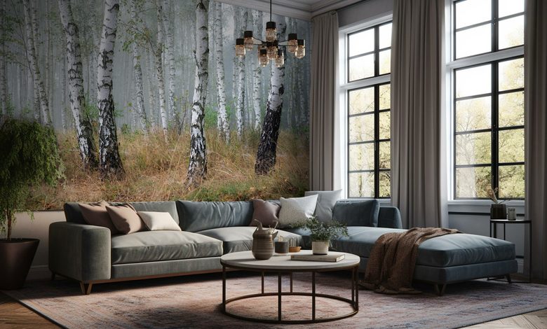 proximity to a birch grove living room wallpaper mural photo wallpapers demural