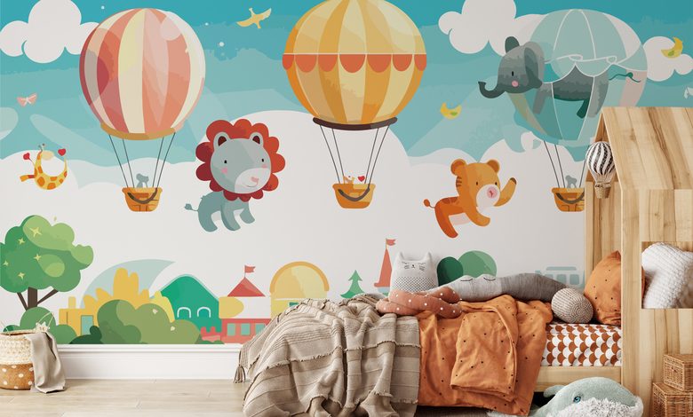 a fairy tale about flying animals childs room wallpaper mural photo wallpapers demural