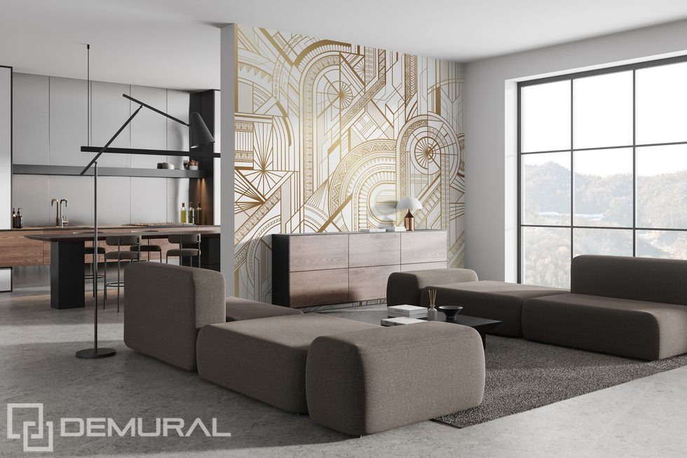 Industrial style in a golden version Living room wallpaper mural Photo wallpapers Demural