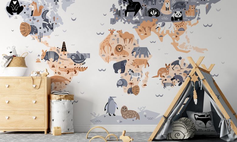 learning about the world together childs room wallpaper mural photo wallpapers demural