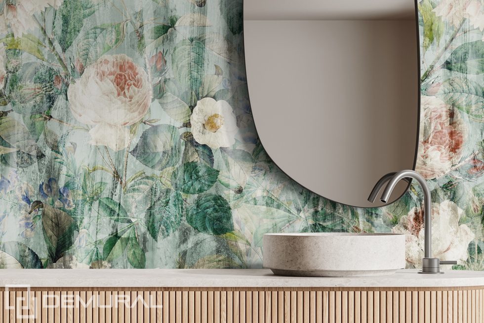 The discreet charm of a flower meadow Bathroom wallpaper mural Photo wallpapers Demural