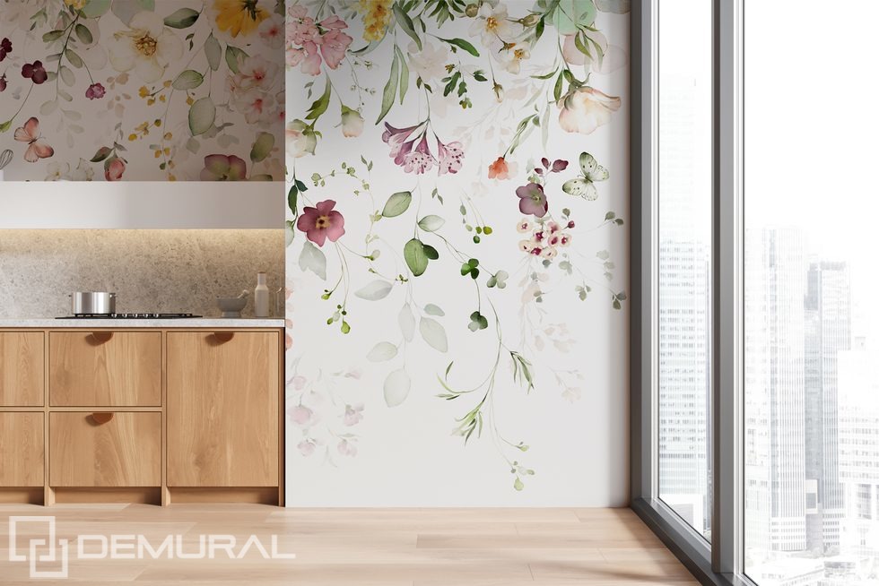 Flowers levitate in the air Flowers wallpaper mural Photo wallpapers Demural