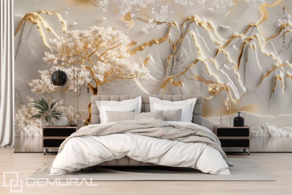 Three-dimensional abstraction with gold Three-dimensional wallpaper, mural Photo wallpapers Demural