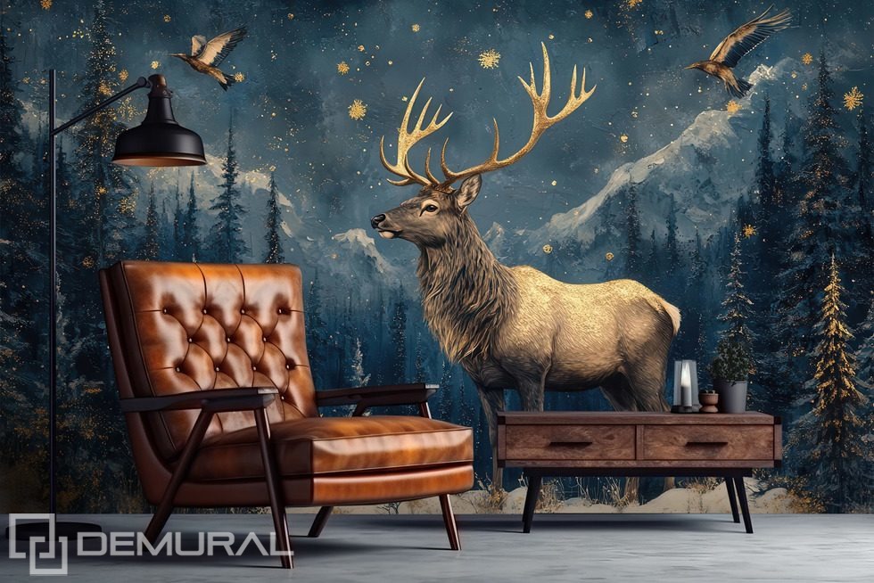 Winter night in the forest Animals wallpaper mural Photo wallpapers Demural