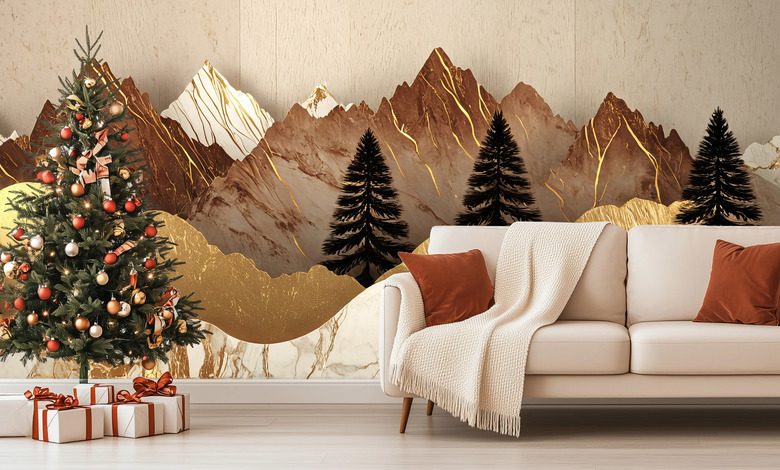 mountain landscape with a distinct gradient living room wallpaper mural photo wallpapers demural