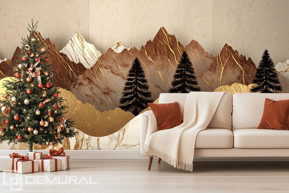 Mountain landscape with a distinct gradient Living room wallpaper mural Photo wallpapers Demural