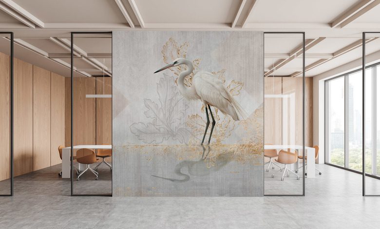 the dignity of the white heron office wallpaper mural photo wallpapers demural