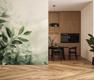 a green symphony of leaves in a modern version kitchen wallpaper mural photo wallpapers demural