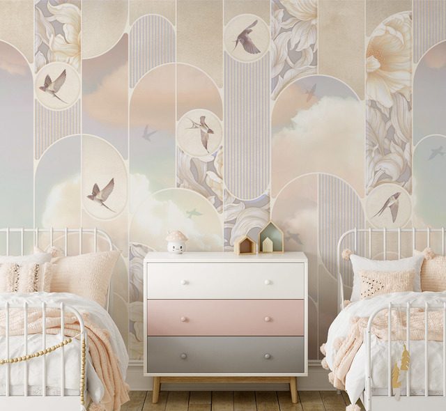 delicate dreams in a pastel aura childs room wallpaper mural photo wallpapers demural