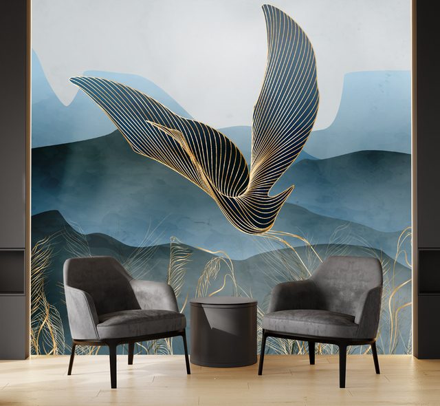 flight among blue spaces office wallpaper mural photo wallpapers demural