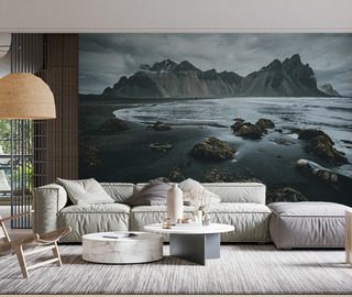 icelandic landscape with black beach photo wallpapers mountains photo wallpapers demural
