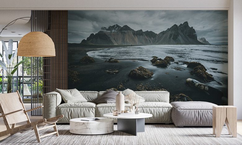 icelandic landscape with black beach photo wallpapers mountains photo wallpapers demural