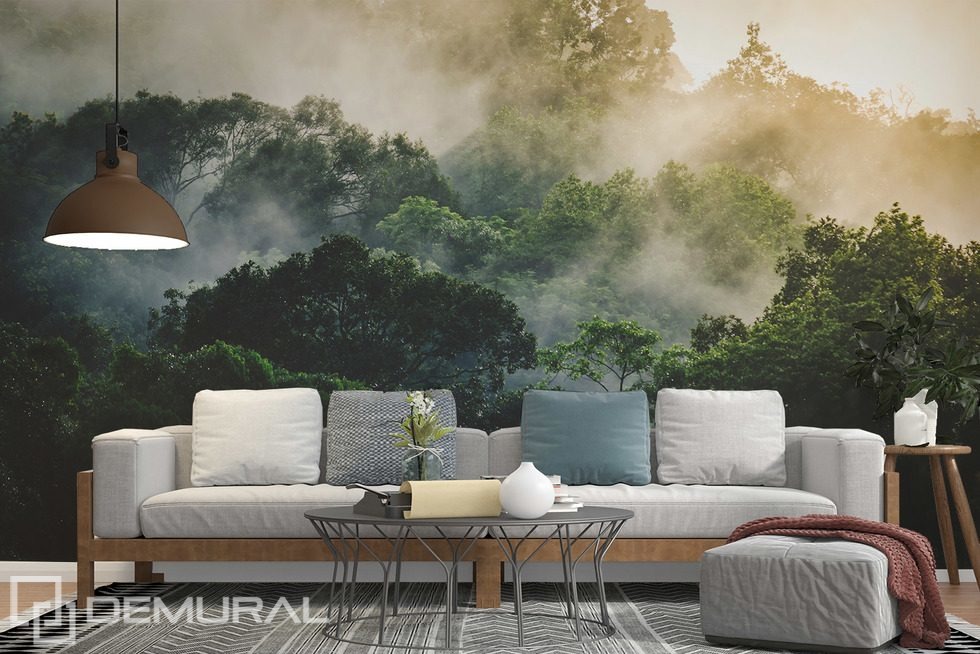 Morning Mist over a Tropical Forest Living room wallpaper mural Photo wallpapers Demural