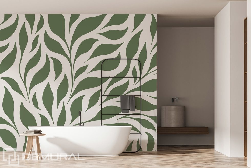 Green Motif of Organic Harmony Bathroom wallpaper mural Photo wallpapers Demural
