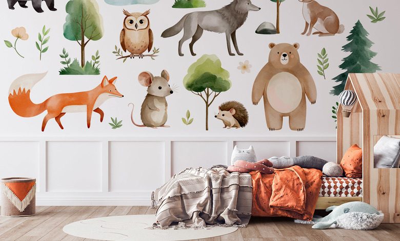 forest adventure with adorable animals childs room wallpaper mural photo wallpapers demural