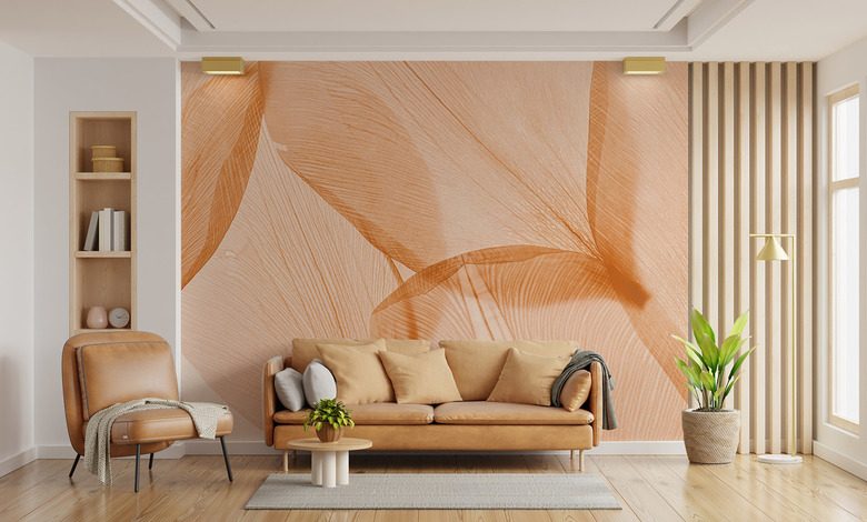 subtle elegance in shades of peach living room wallpaper mural photo wallpapers demural