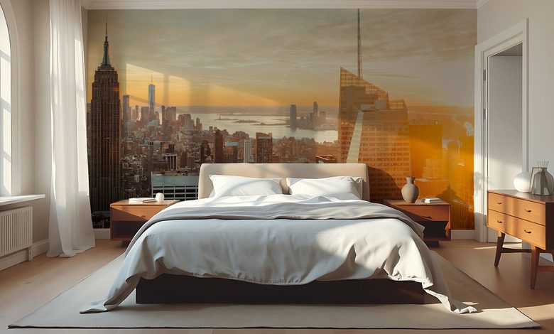 city panorama in the golden light of sunset architecture wallpaper mural photo wallpapers demural