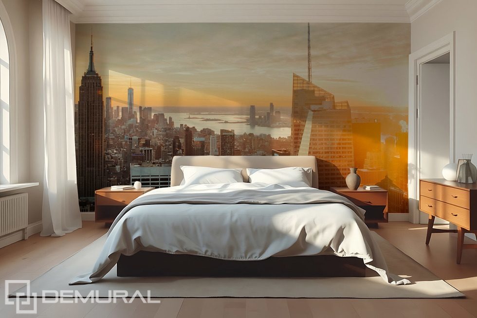 City Panorama in the Golden Light of Sunset Architecture wallpaper mural Photo wallpapers Demural