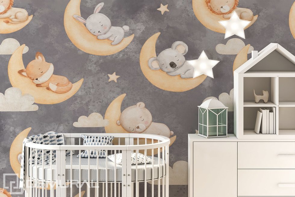 Sweet Dreams with Forest Friends Child's room wallpaper mural Photo wallpapers Demural