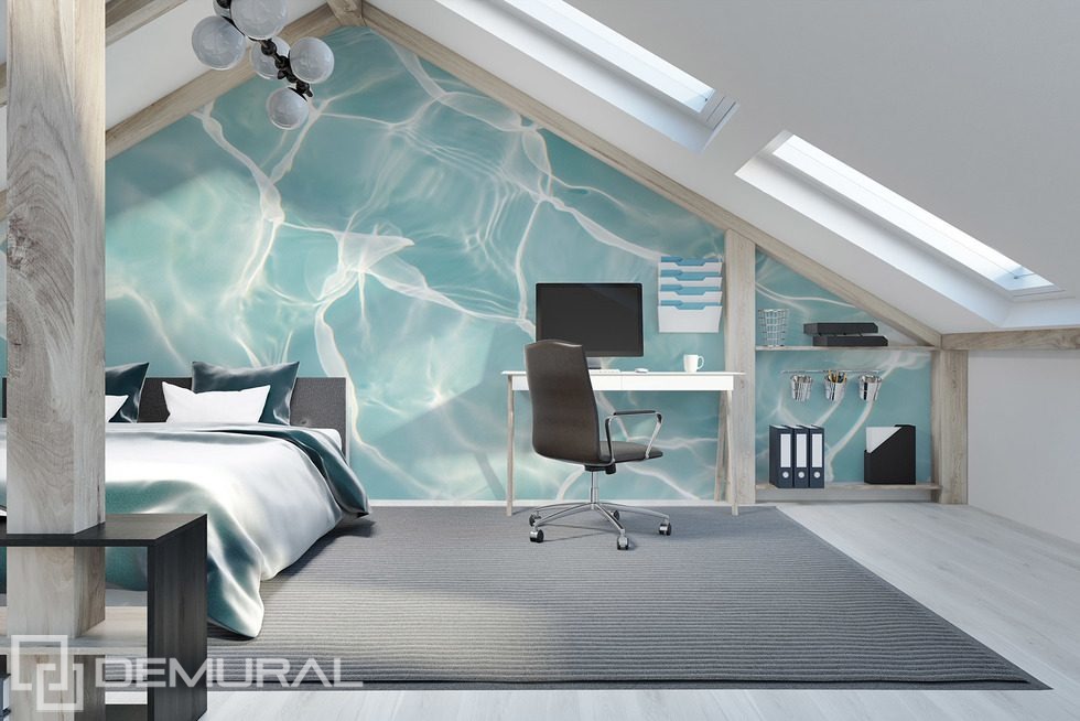 Turquoise Water Surface with Light Reflections Bedroom wallpaper mural Photo wallpapers Demural