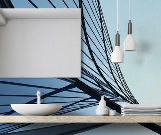 abstract architectural line in shades of blue bathroom wallpaper mural photo wallpapers demural