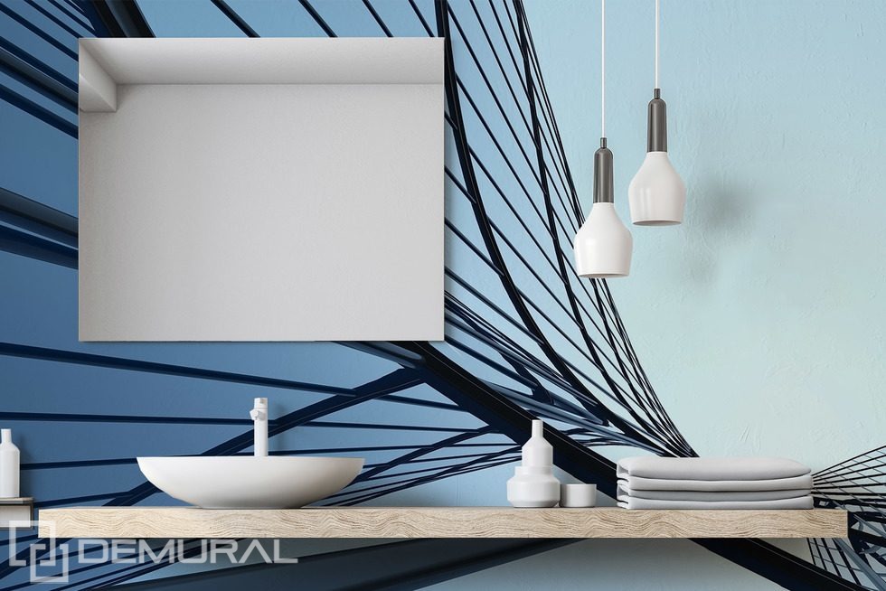 Abstract Architectural Line in Shades of Blue Bathroom wallpaper mural Photo wallpapers Demural