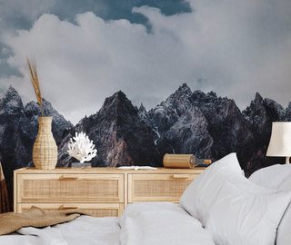 dark mountain peaks beneath a mighty sky photo wallpapers mountains photo wallpapers demural