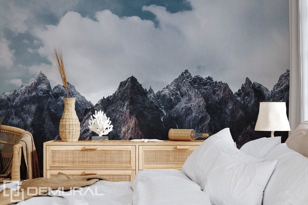 Dark Mountain Peaks Beneath a Mighty Sky Photo wallpapers Mountains Photo wallpapers Demural