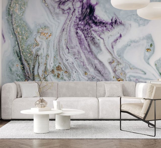 marble abstraction in violet and gold patterns wallpaper mural photo wallpapers demural