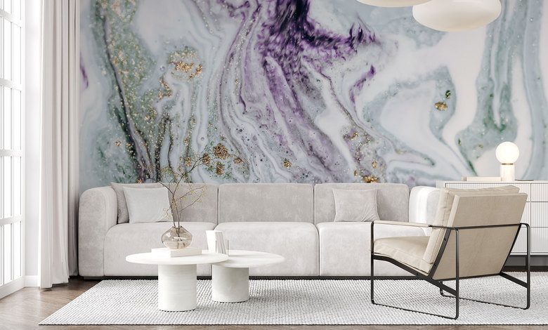 marble abstraction in violet and gold patterns wallpaper mural photo wallpapers demural