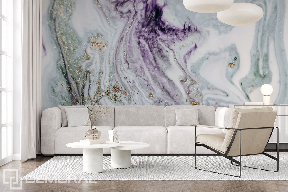 Marble Abstraction in Violet and Gold Patterns wallpaper mural Photo wallpapers Demural