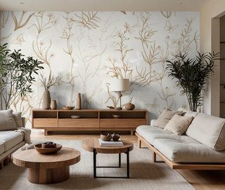 golden meadow plants on a light background living room wallpaper mural photo wallpapers demural