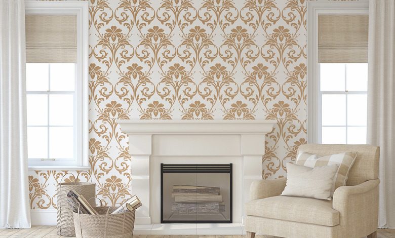 classic ornament in golden elegance living room wallpaper mural photo wallpapers demural